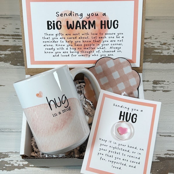 Sending You a HUG Box, Mug gift set, Comforting gift, Uplifting gift, Encouraging gift for her, Anxiety gift, Pocket hug