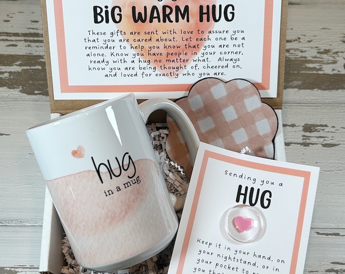 Sending You a HUG Box, Mug gift set, Comforting gift, Uplifting gift, Encouraging gift for her, Anxiety gift, Pocket hug