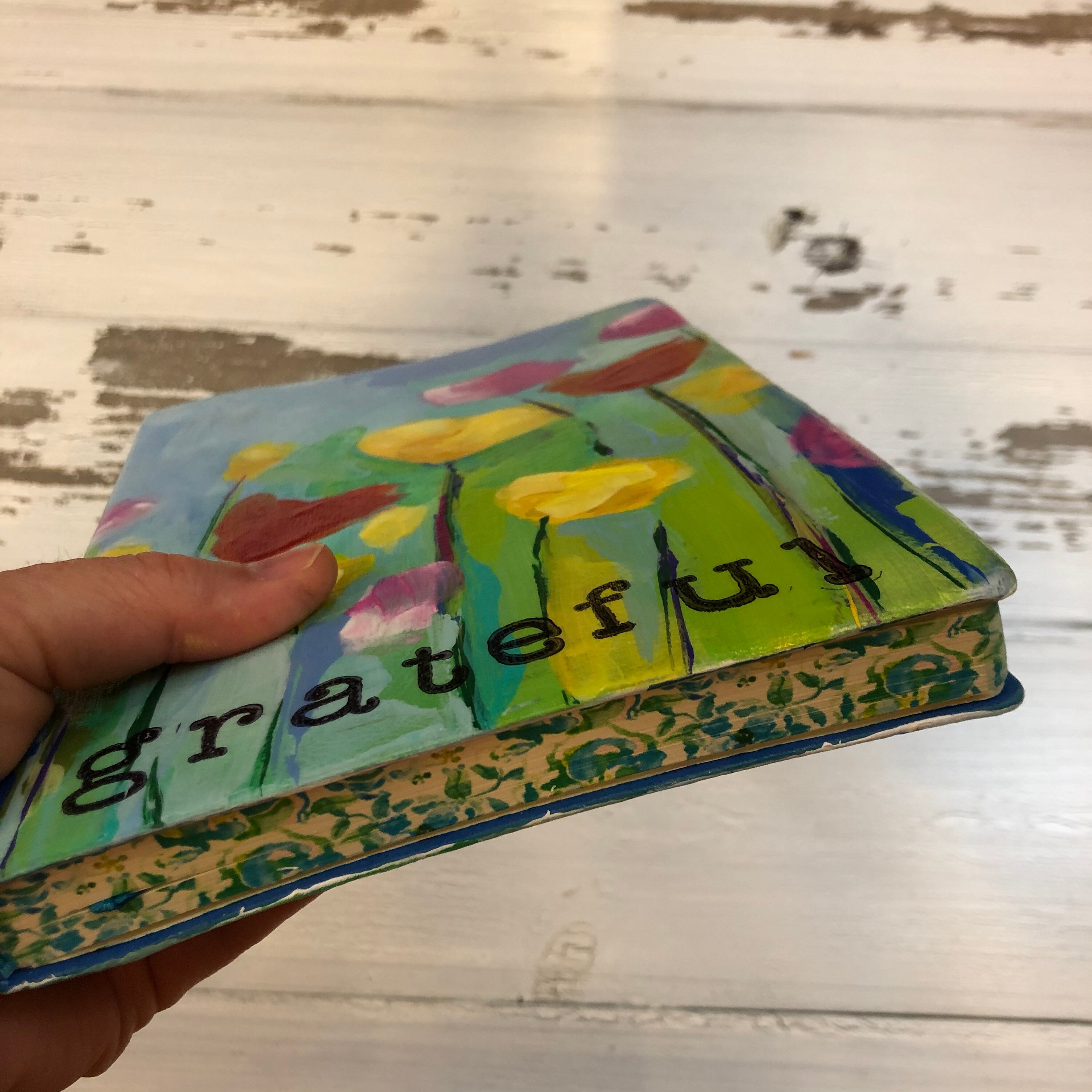 Hand Painted Journal with Flowers Journaling/ writing/meditation/gift