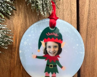 Custom Elf Personalized Photo Christmas Ornament, Kids Christmas Ornament, Fun gift, Tree trimming, Holiday gift,  Meaningful Christmas gift