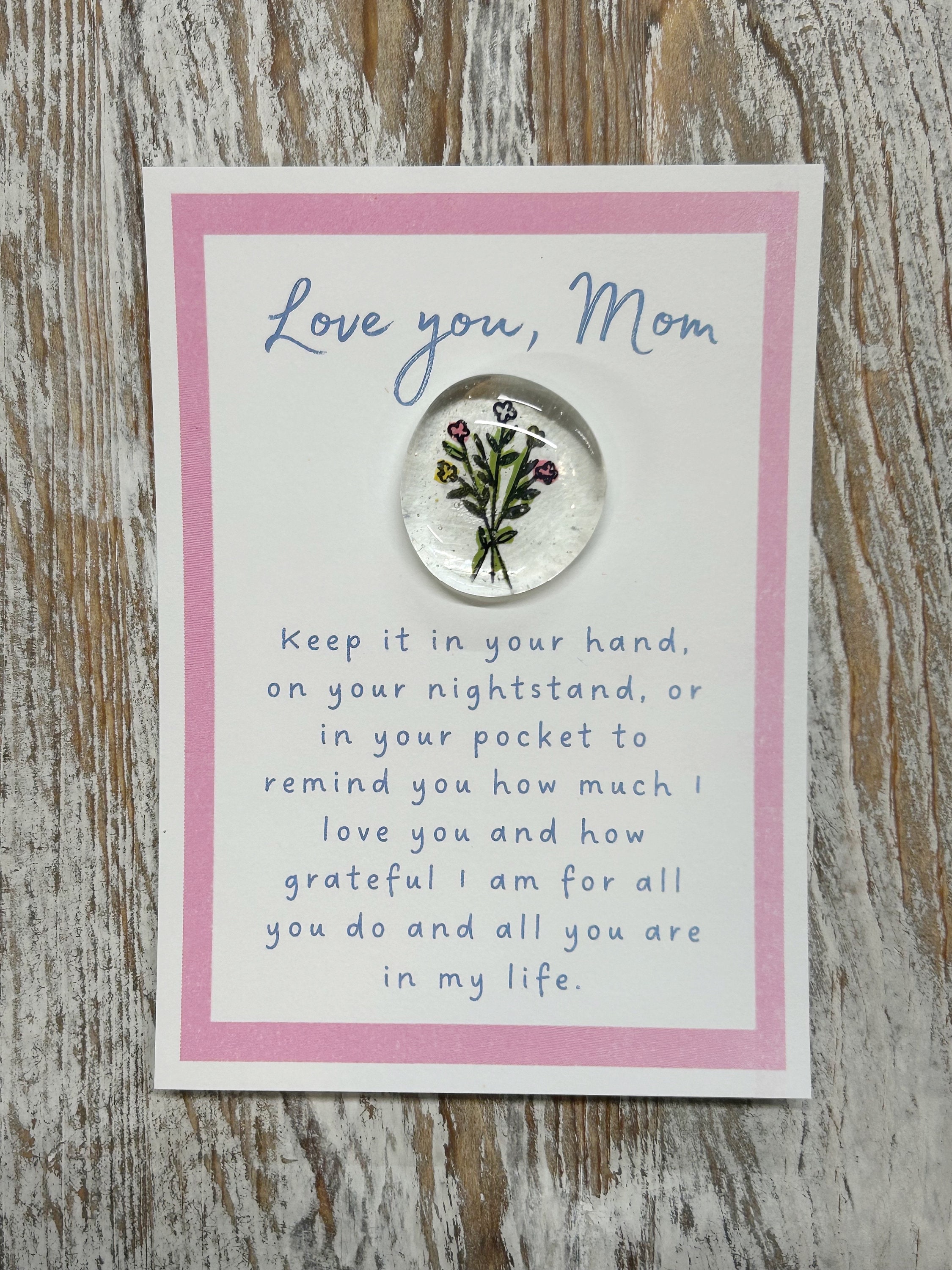 Mom Glass Gem, Mother's Day Gift, Thinking of You Gift, Gift for Mom,  Pocket Gem, Gratitude Gift, Mom' Birthday Gift, Missing Mom