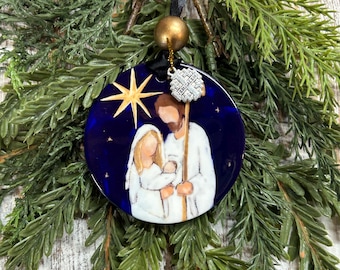 Nativity Christmas Ornament, Mary, Joseph, Tree trimming, Holiday gift, Religious ornament, Meaningful Christmas gift, Christian gift