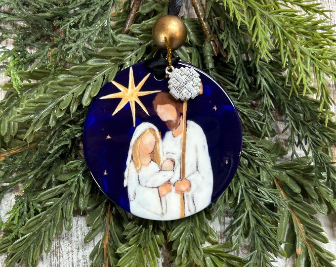 Nativity Christmas Ornament, Mary, Joseph, Tree trimming, Holiday gift, Religious ornament, Meaningful Christmas gift, Christian gift