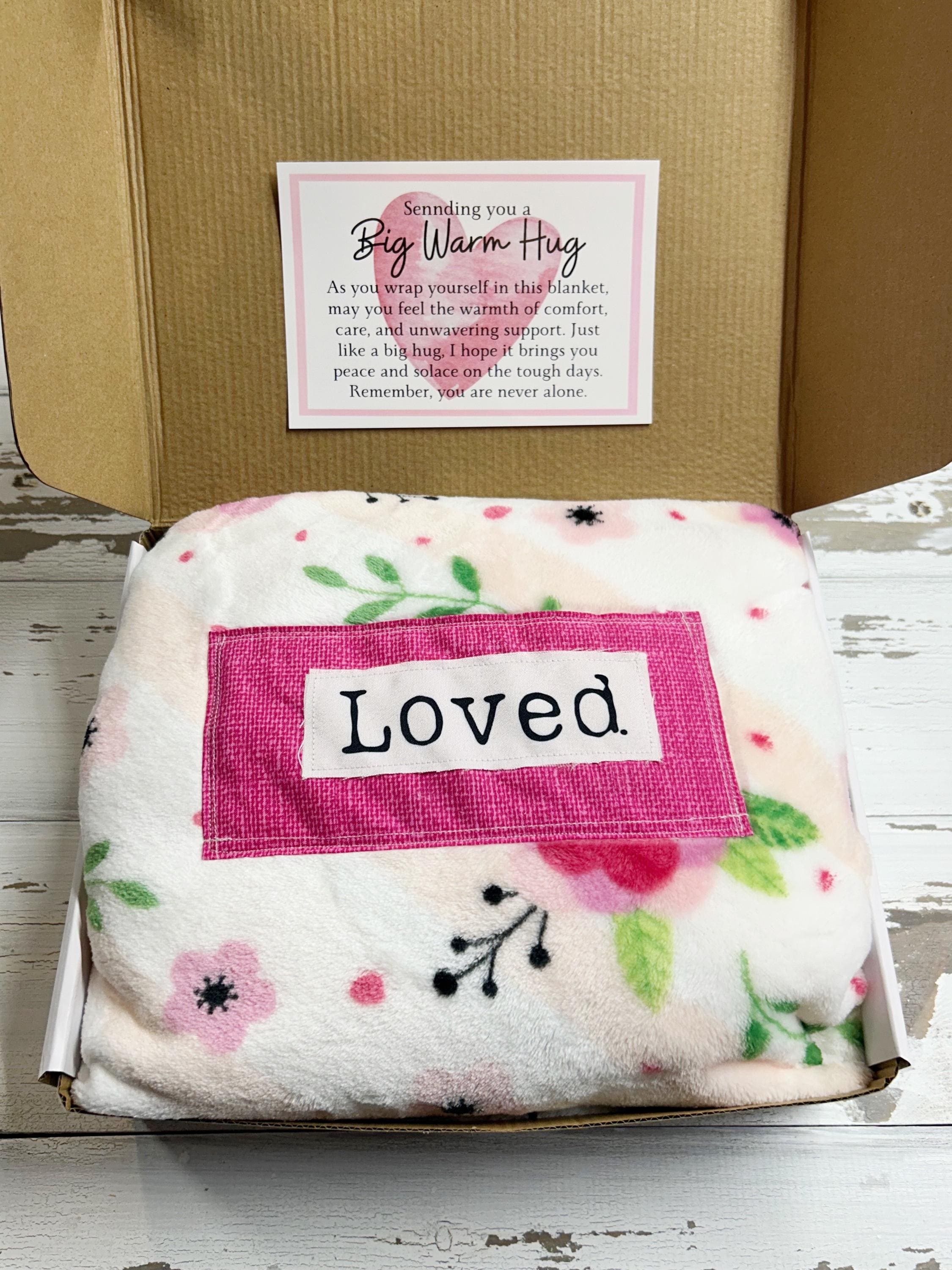 Sending You a HUG Box Floral Blanket Soft Blanket Loved Comforting gift Uplifting gift Encouraging gift for her Anxiety gift