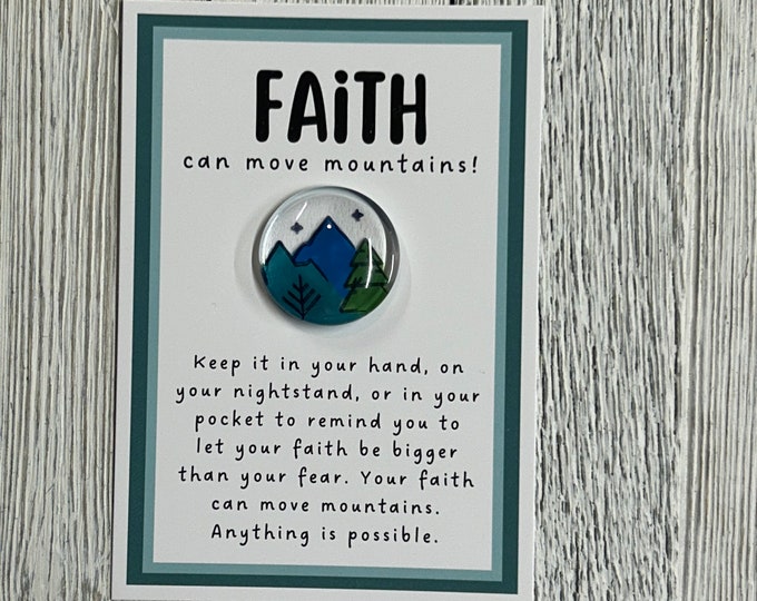 Faith Can Move Mountains Gem, Pocket Token, Anxiety Gift, Get Well Gift, Healing Thoughts, Surgery Gift, Cancer Gift, Thinking of You Gift