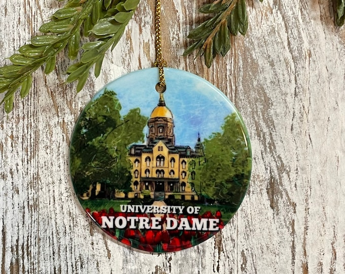 University of Norte Dame Christmas Ornament, Fighting Irish, Collage Student gift,Notre Dame Alumni gift, ornament, Holiday gift,South Bend