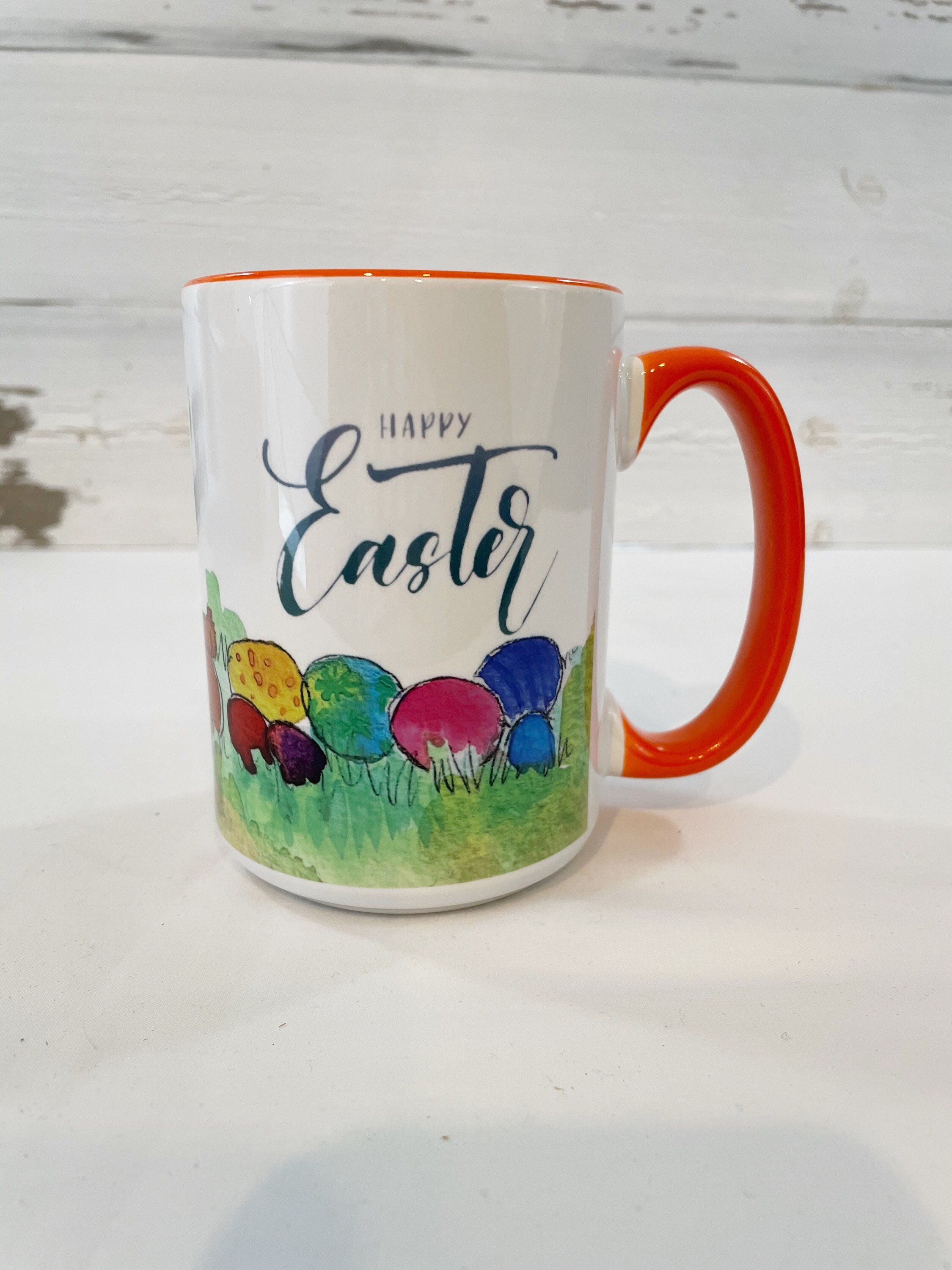 Easter Bunny 15oz mugBunny and Eggs painted mug Spring mug Etsy