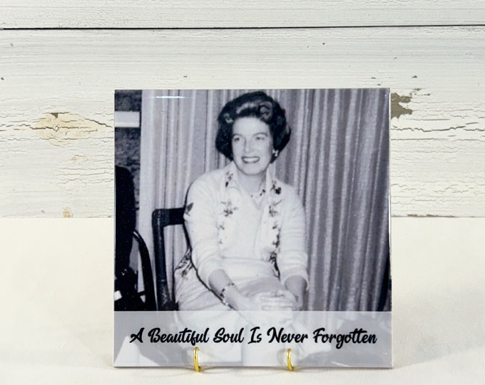 Memorial Black and White Photo Tile Gift Personalized, Sympathy Gift, Loss of Loved One Gift,