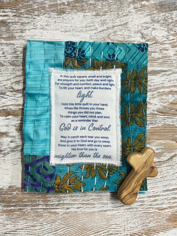 Prayer Quilt Square - Christian Encouragement, Faith Gift, Anxiety Relief, Scripture Keepsake, Spiritual Gift, Upcycled Quilt