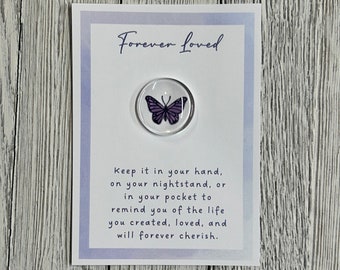 Butterfly Miscarriage Memorial Glass Gem - Pocket Token, Sympathy Gift for Pregnancy Loss, Remembrance Keepsake for Grieving Parents