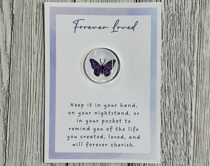 Butterfly Miscarriage Memorial Glass Gem - Pocket Token, Sympathy Gift for Pregnancy Loss, Remembrance Keepsake for Grieving Parents