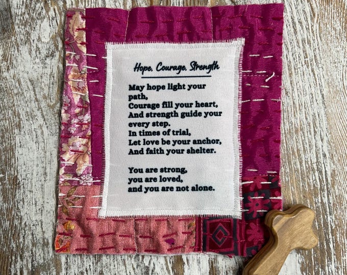 Prayer Quilt Square - Christian Encouragement, Faith Gift, Anxiety Relief, Scripture Keepsake, Spiritual Gift, Upcycled Quilt