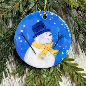Snowman Ornament, Snowman Painting, Painted Ornament, Christmas gift, Holiday gift, Snowman ornament, Joyful ornament