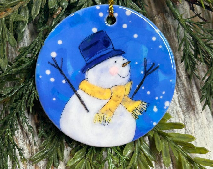 Snowman Ornament, Snowman Painting, Painted Ornament, Christmas gift, Holiday gift, Snowman ornament, Joyful ornament