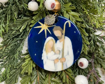 Nativity Christmas Ornament, Mary, Joseph, Tree trimming, Holiday gift, Religious ornament, Meaningful Christmas gift, Christian gift
