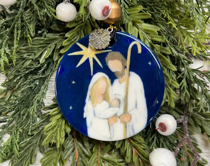 Nativity Christmas Ornament, Mary, Joseph, Tree trimming, Holiday gift, Religious ornament, Meaningful Christmas gift, Christian gift