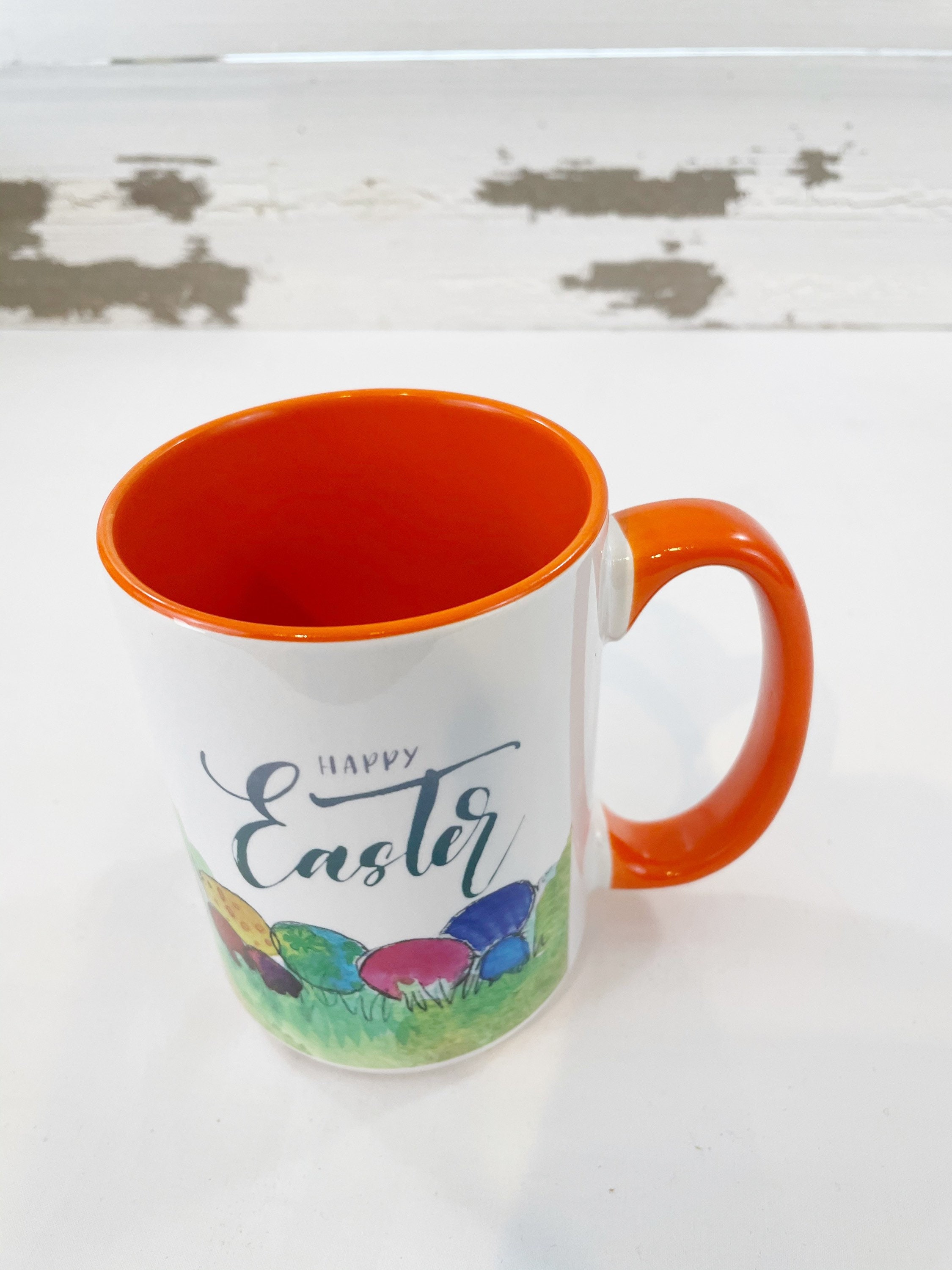 Easter Bunny 15oz mugBunny and Eggs painted mug Spring mug Etsy