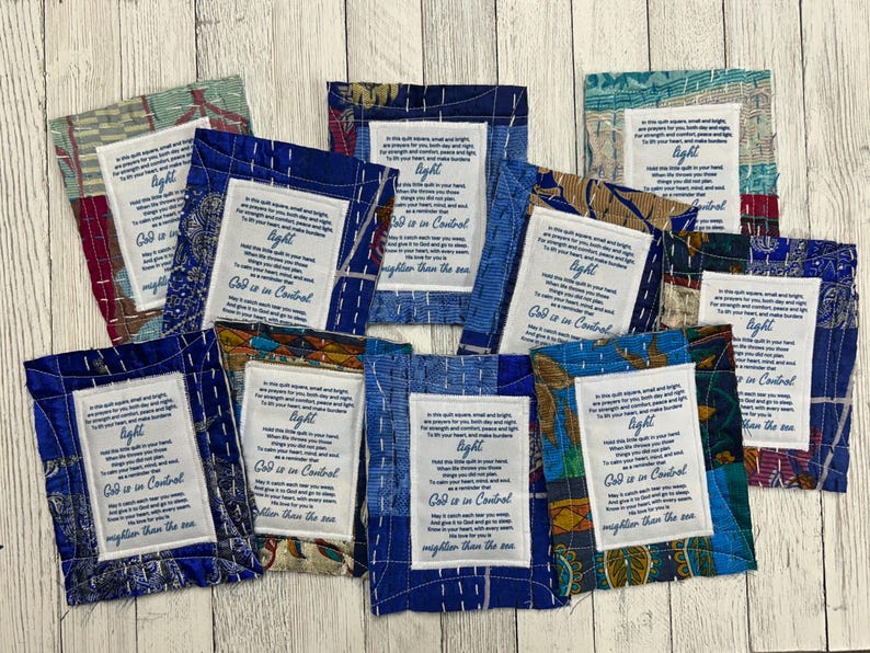Prayer Quilt Square - Christian Encouragement, Faith Gift, Anxiety Relief, Scripture Keepsake, Spiritual Gift, Upcycled Quilt image 4