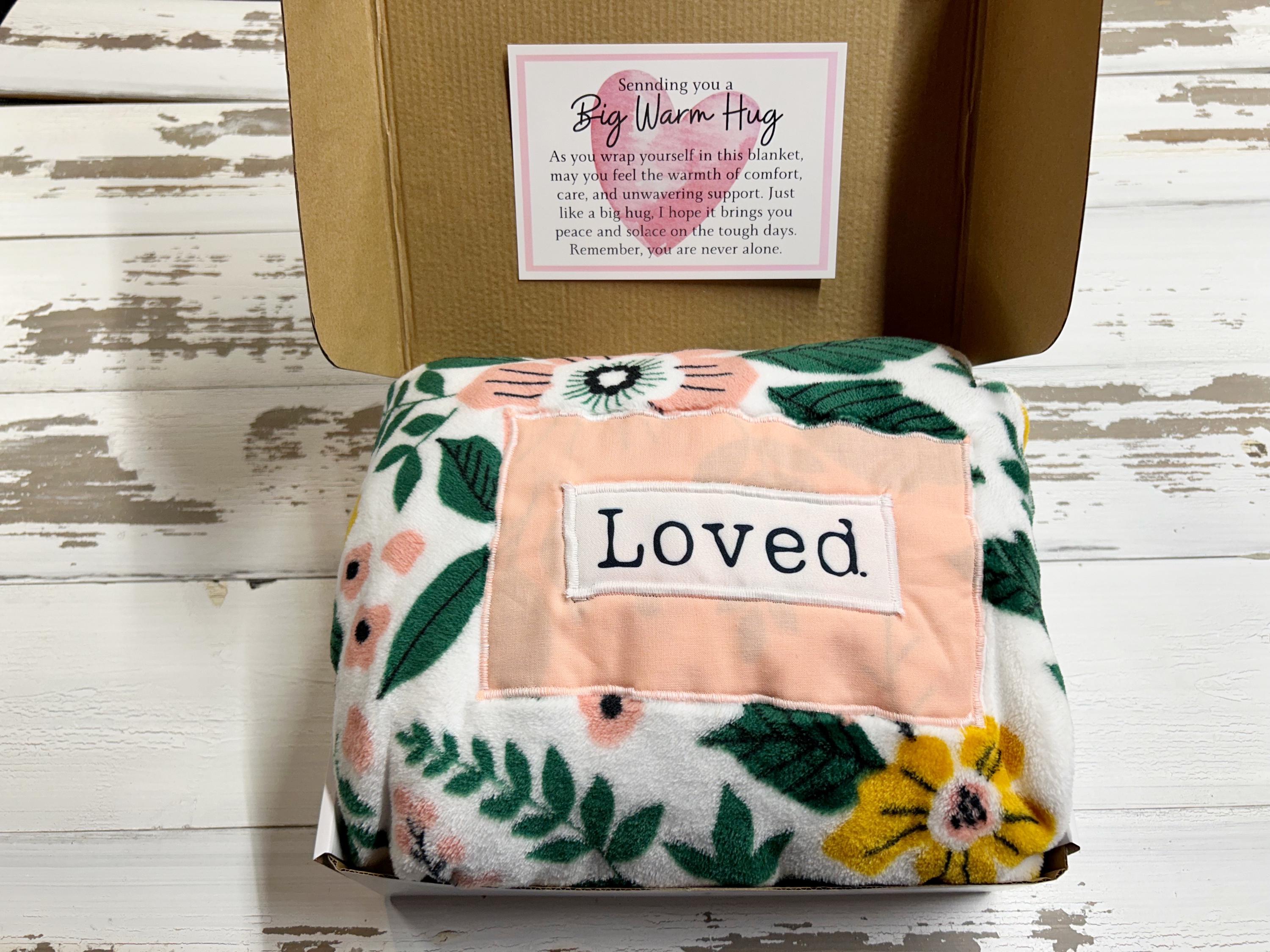 Sending You a HUG Box Floral Blanket Soft Blanket Loved Comforting gift Uplifting gift Encouraging gift for her Anxiety gift