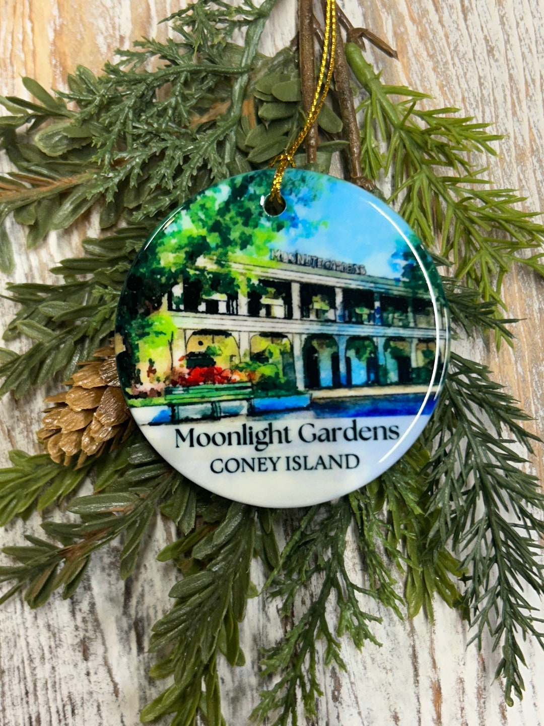 Moonlight Gardens Coney Island Ceramic Ornament, Cincinnati Landmark