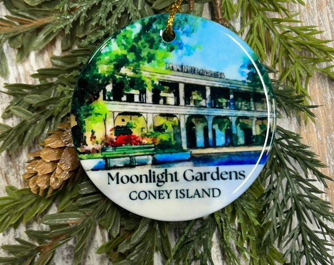 Moonlight Gardens Coney Island Ceramic Ornament, Cincinnati Landmark, Cincinnati Ohio, Holiday gift,