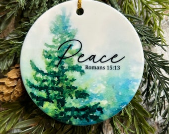 Peace Christmas Ornament, Tree Painting Ornament, Christian Ornament, Holiday gift