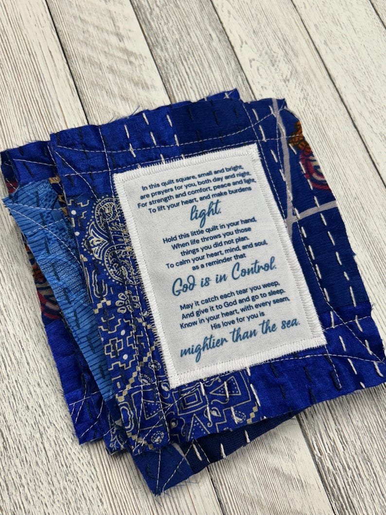 Prayer Quilt Square - Christian Encouragement, Faith Gift, Anxiety Relief, Scripture Keepsake, Spiritual Gift, Upcycled Quilt image 6