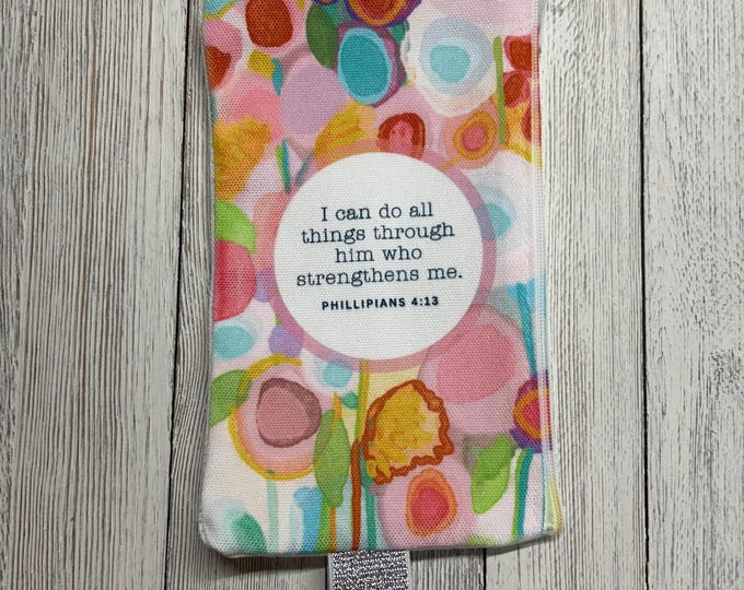 Multi-Color Bible Zipper Pouch – Pencil Case and Marker Organizer, Scripture Inspired Travel Bag, Christian Gift, Journal Pouch, Bible Study