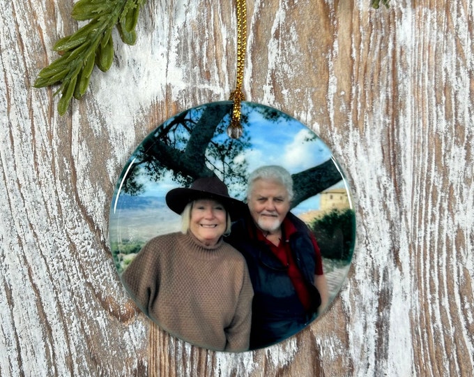 Custom Photo Christmas Ornament, Tree trimming, Holiday gift, Meaningful Christmas gift