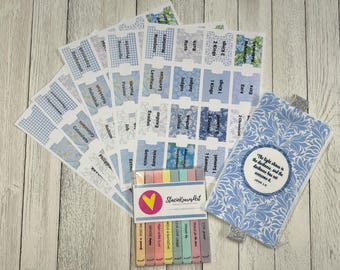 Blue Bible Journaling Accessories - Bible Tabs, Highlighters, Pouch with Strap, Bible Study Kit, Faith Planner and Scripture Craft Supplies