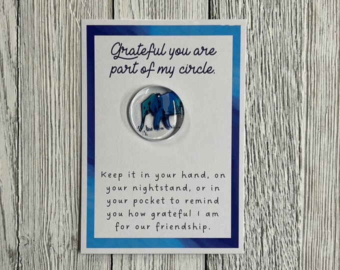Best Friends Elephant Glass Gem - Pocket Token, Strong Women, Girlfriends Gift, Friendship Gift, Girls Getting Together, Thinking of You