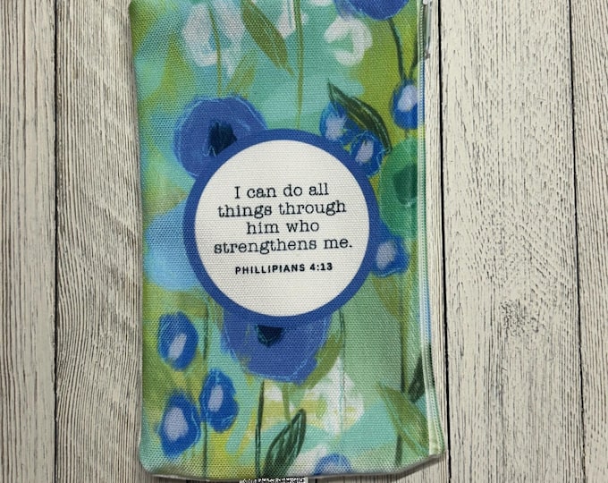 Floral Bible Zipper Pouch – Pencil Case and Marker Organizer, Scripture Inspired Travel Bag, Christian Gift, Journal Pouch, Bible Study