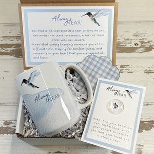 Sympathy Gift Hummingbird Always Near Mug gift set, Angelversary gift, Remembrance Gift, Condolence gift, loss of loved one gift