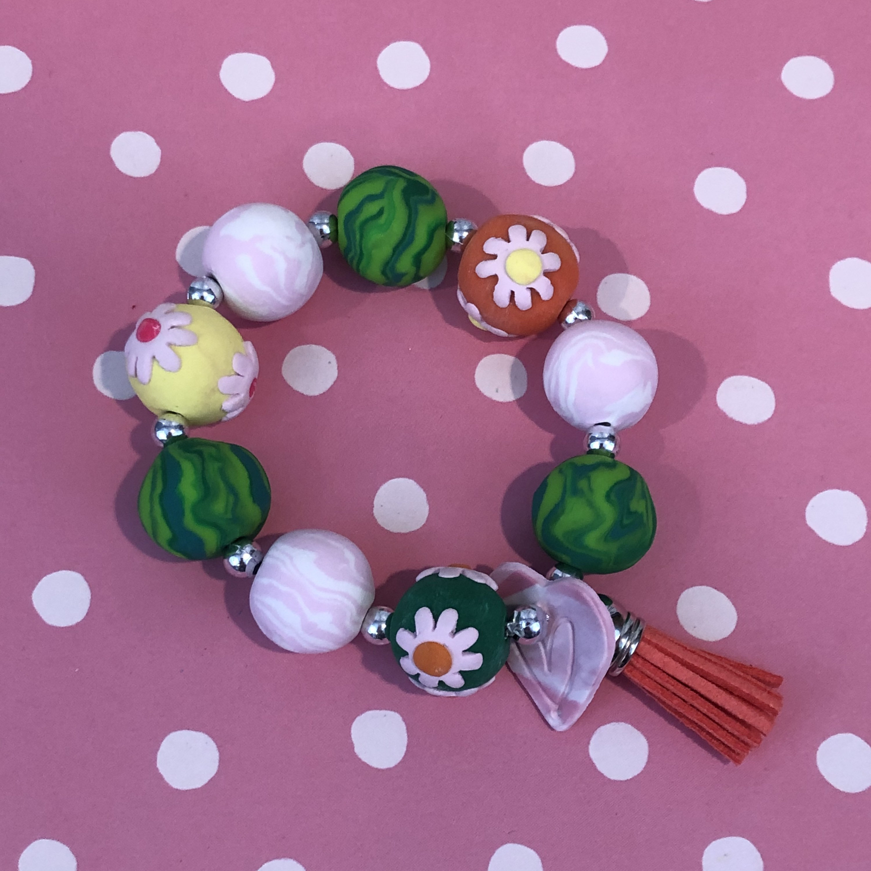 Keychain BraceletKey wristlet, clay beaded keychain, unique gift under 15,tassel keychain