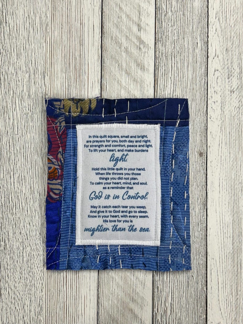 Prayer Quilt Square - Christian Encouragement, Faith Gift, Anxiety Relief, Scripture Keepsake, Spiritual Gift, Upcycled Quilt image 2