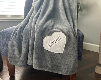 Sending You a HUG Box with gray floral heart, Soft Blanket, Comforting gift, Uplifting gift, Encouraging gift for her, Anxiety gift,