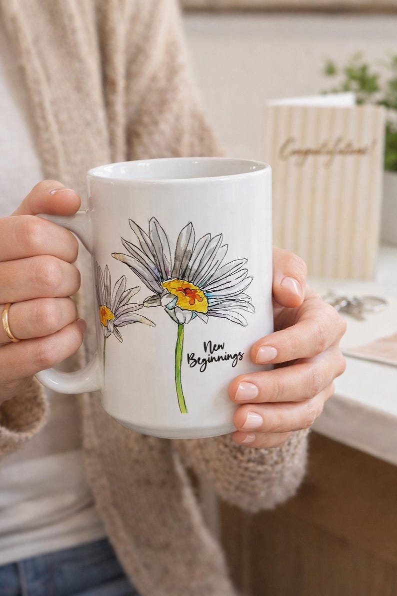 New Beginnings Daisy Mug Care Package, Encouragement Fresh Start Gift Box, New Job Farewell Graduation Keepsake, Good Luck Gift for Her immagine 3