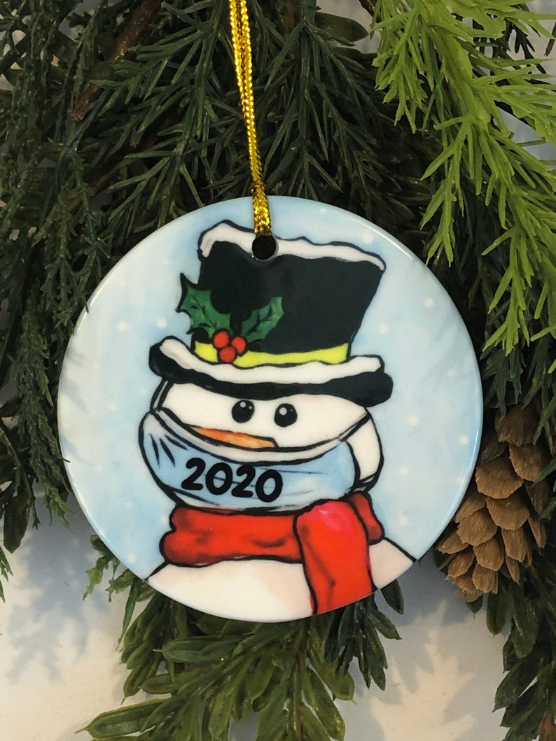 COVID Snowman with mask Christmas Ornament Pandemic gift