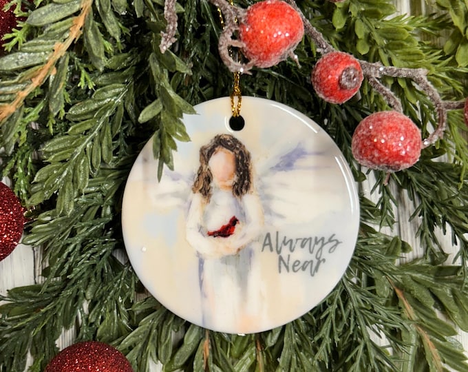 Angel and Cardinal Christmas Ornament, Bereavement gift, Loss of loved one, Tree trimming, Condolence, Remembrance, Sympathy