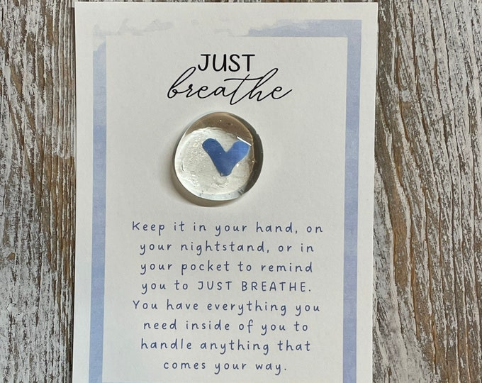 Breathe Glass Gem, Pocket Token, Comforting Gift, Anxiety Gift, Encouraging gift, Cancer Gift, Thinking of You Gift