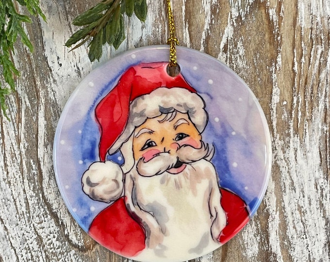 Santa Ornament, Vintage Santa ornament, Christmas gift, Holiday gift, Christmas ornament, Holiday ornament