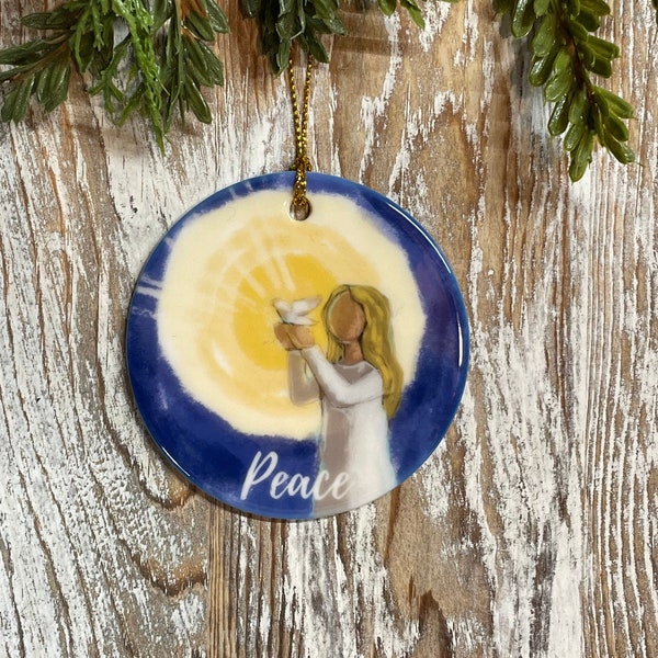 Peace Angel Christmas Ornament, Angel Christmas, Tree trimming, Christmas gift