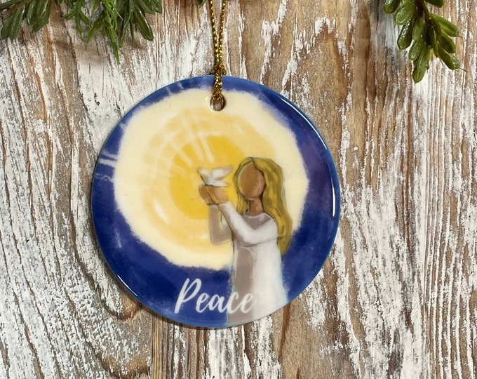 Peace Angel Christmas Ornament, Angel Christmas, Tree trimming, Christmas gift