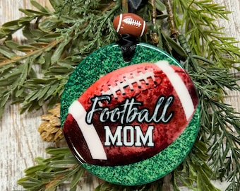 Football Mom Christmas Ornament, Football Mom team Christmas gift, Sports Ornament, Christmas ornament, Holiday ornament, Biggest Fan