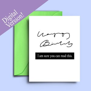 Cartão de aniversário de médico engraçado para impressão para estudante de medicina, graduado, colega de trabalho - cartão A5 em branco download instantâneo