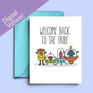 Cartes de bienvenue Alien imprimables - Cartes de voeux de bienvenue pour papa - Cartes de bienvenue drôles pour amis - Carte de retour de congé de maladie - Science-fiction