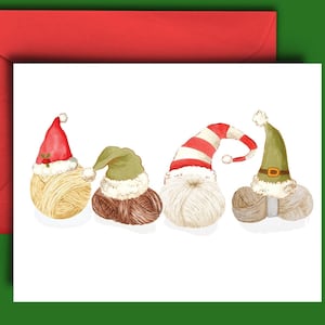 Grazioso biglietto di Natale per magliai, uncinettatori, regalo per artigiani - Grazioso biglietto di Natale con palline di filato per artigiani di amigurumi - Biglietto vuoto A5