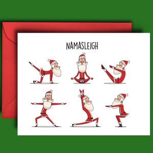 Funny Santa Yoga Christmas Card - Namasleigh Yogi Gift