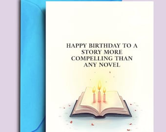 Book Lover Birthday Card - Literary Art Greeting for Readers and Writers