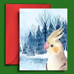 Cockatiel Christmas Card, Greeting Card For Tiel Owners, Bird Enthusiast - A5 Blank Card